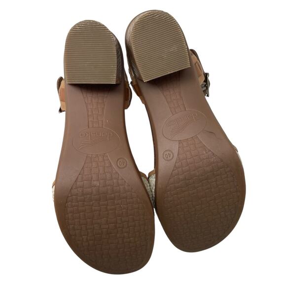 Dansko Debby Sandals Leather Woven Raffia Brown Size 40 Boho Chic Mediterranean - Picture 15 of 15